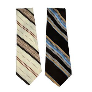 Lot of 2 Vintage 1970s Men's Neckties Wide Striped Prince Ferrara